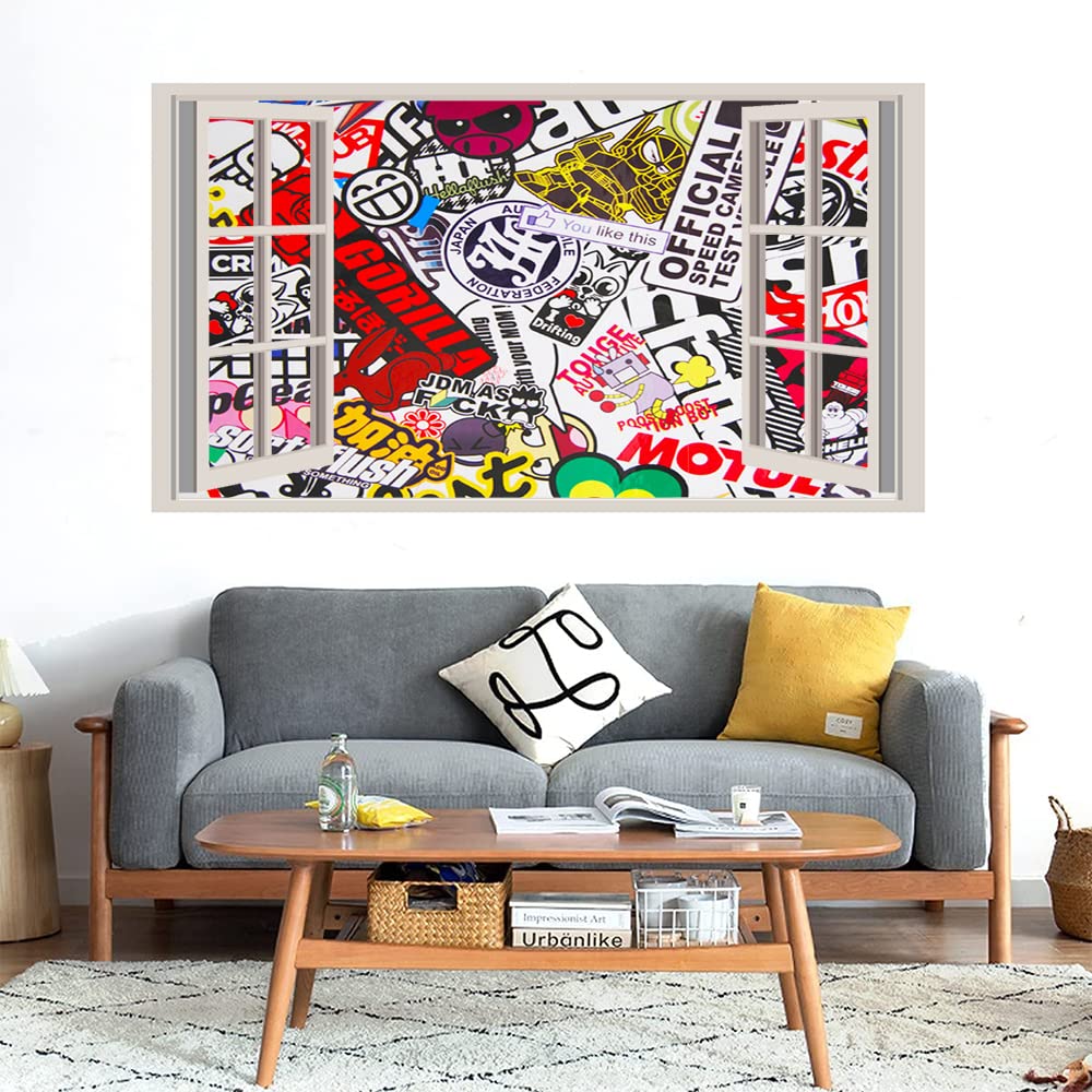 GADGETS WRAP Printed Wall Decal Sticker Fake Window Style Decal (90cm x 50cm) - JDM Tuner