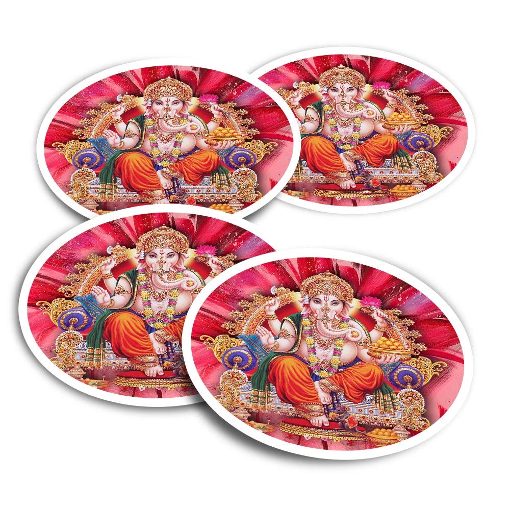 Destination Vinyl Ltd Multi Vinyl Stickers (Set Of 2) 10Cm - Hindu Lord Ganesha Indian India Fun Decals For Laptops,Tablets,Luggage,Scrap Booking,Fridges #21688
