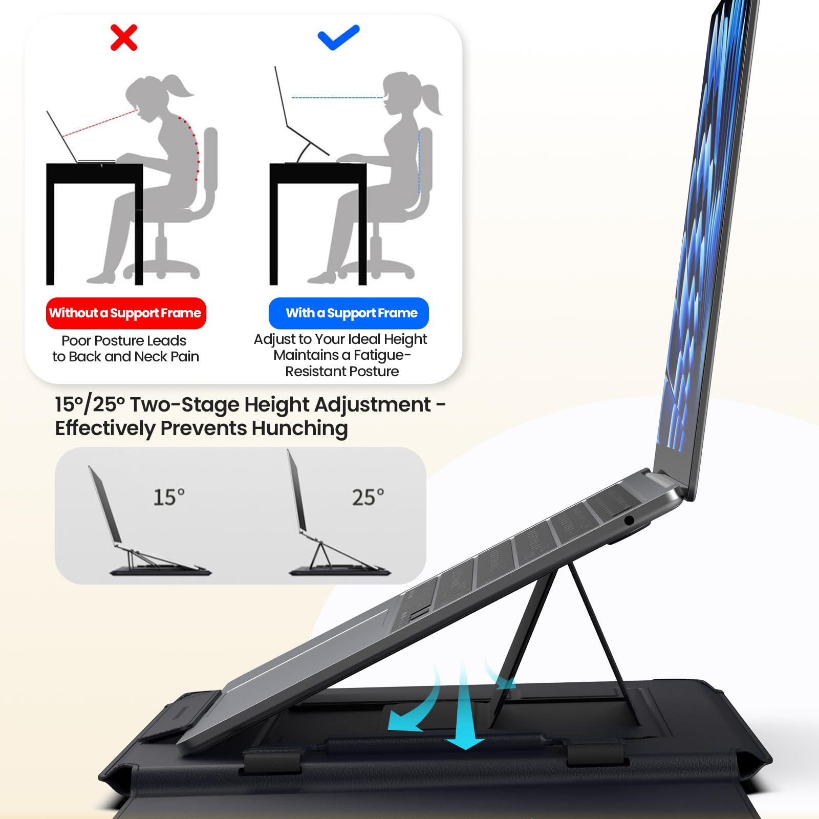 Nillkin Borsa per computer portatile da 15 a 16 pollici, con impugnatura magnetica, supporto regolabile e cinturino da polso, per MacBook Pro 16 pollici/Huawei/Xiaomi/HP