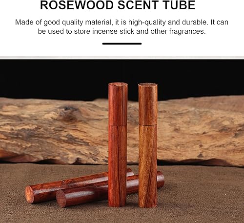 Miniatura 5 de 2 piezas de tubo de incienso de madera natural, contenedor de incienso portátil ligero marrón con cubierta de sellado, decoración del hogar, regalo
