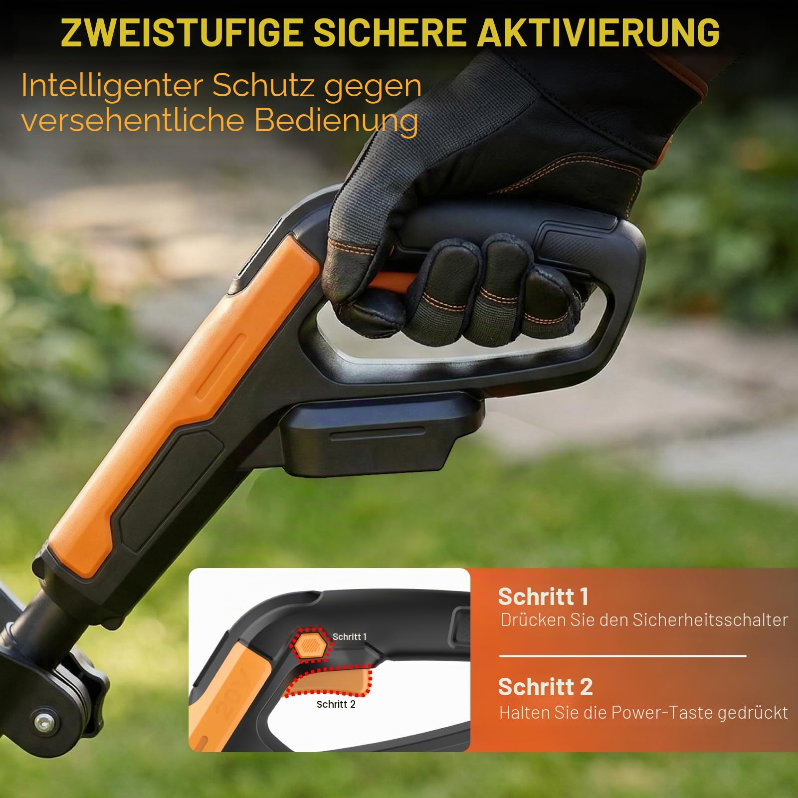 Akku Gartenfräse mit 4,0Ah Akku & Ladegerät – Motorhacke 360 U/min, 23cm Arbeitsbreite, 18cm Arbeitstiefe – kabellose Bodenhacke & Bodenfräse für Rasen, Beet & Garten