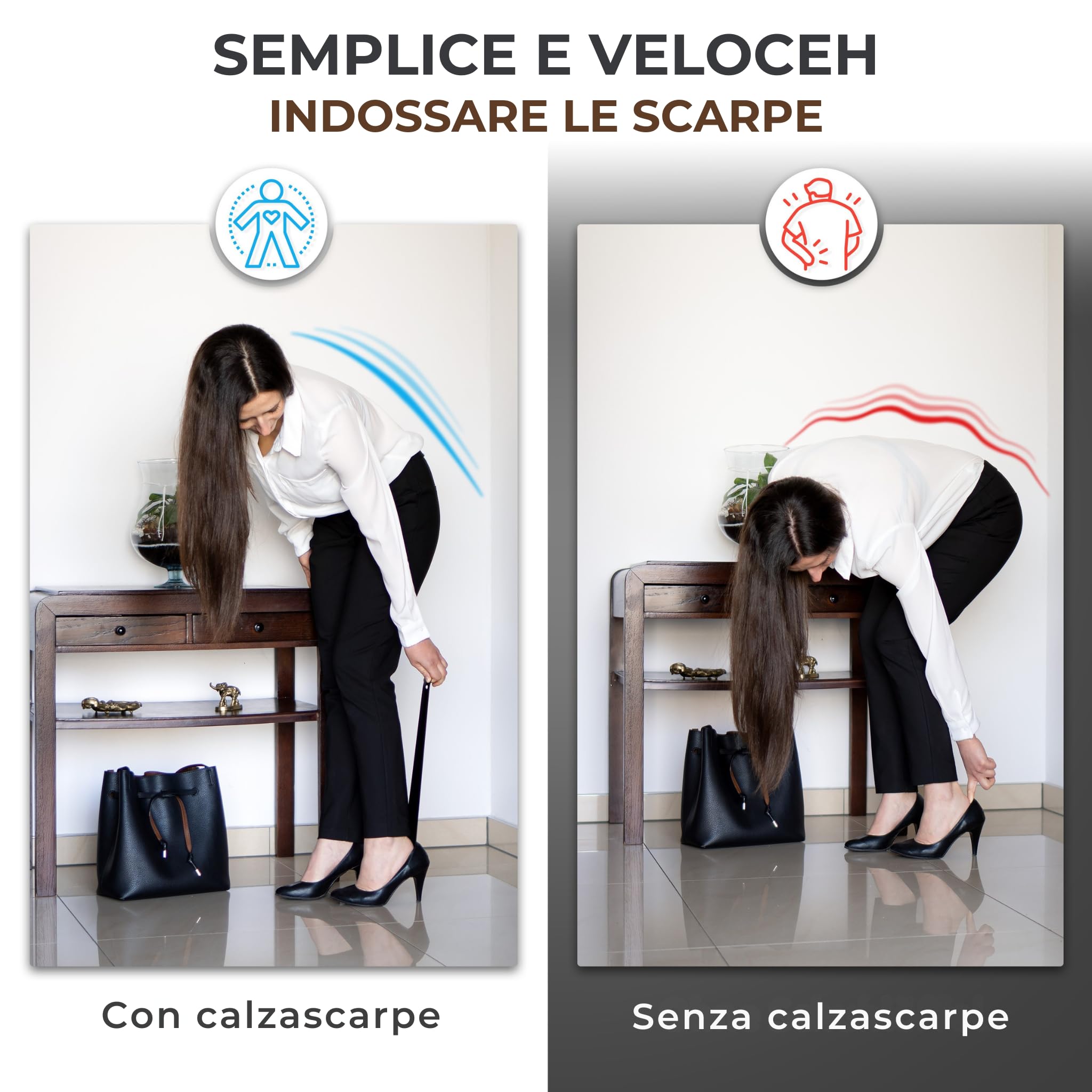JK Trade® Set di 2 calzascarpe in acciaio inox stabile | 15 & 42 cm | Calzascarpe in acciaio inox corto e lungo | Veloce e delicato sulla schiena | Lunghezza e larghezza ideali | Shoe horn | Business