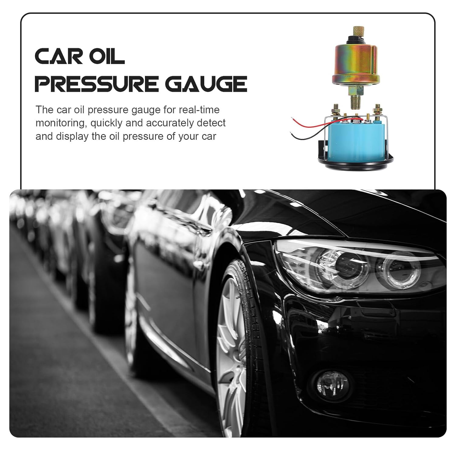 VALICLUD Automotive Oil Pressure Gauge High Accuracy Iron Abs Car Oil Press Easy Installation for Engine Pressure Monitoring