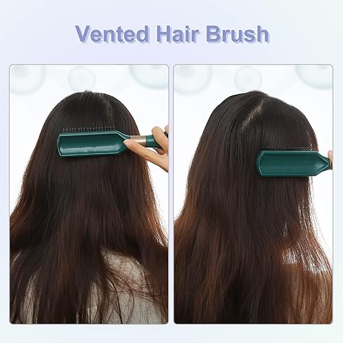 Miniatura 6 de VOCOSTE 1 cepillo de pelo, cepillo desenredante para mujeres y hombres, cepillo de pelo para cabello liso, rizado, largo, corto, seco, verde oscuro,