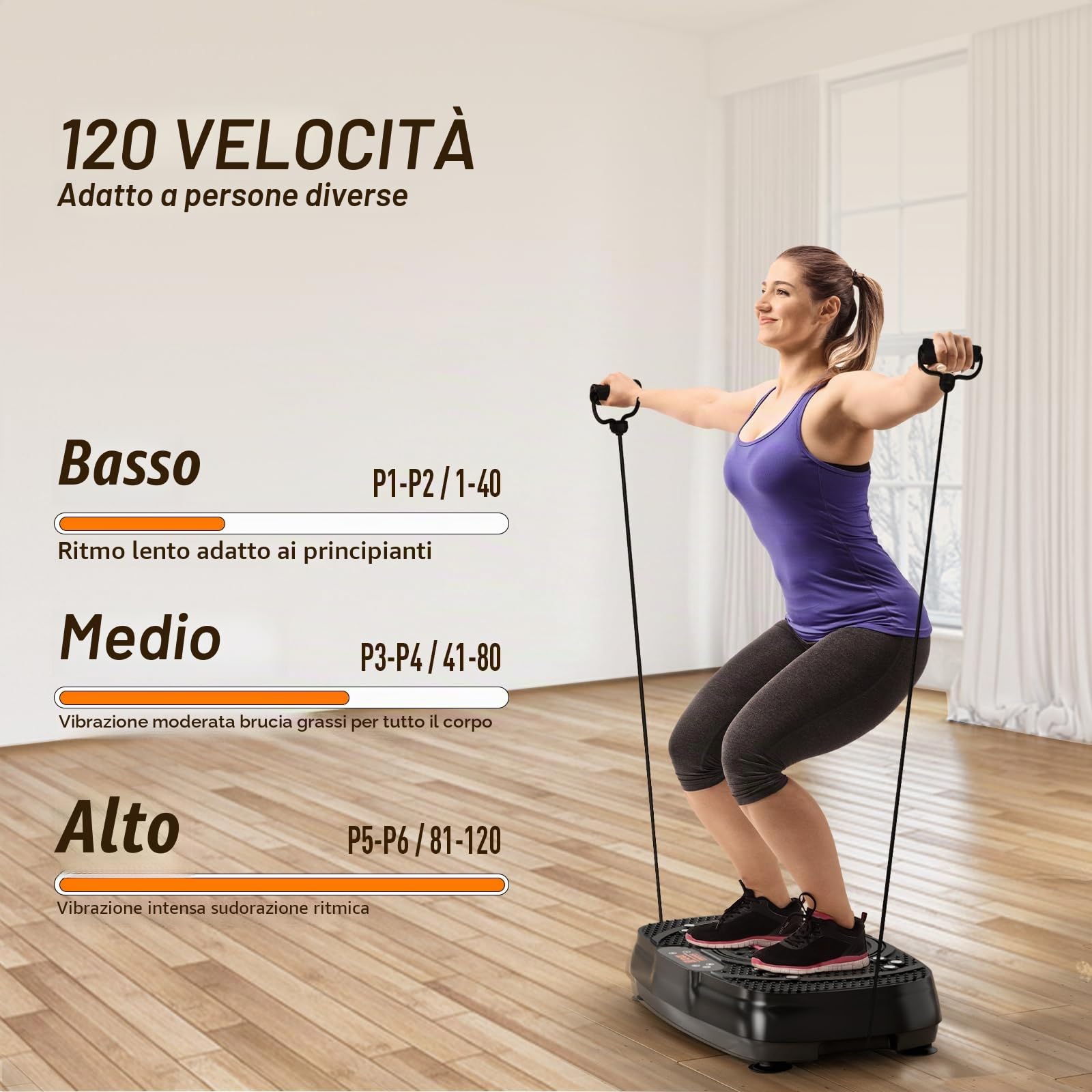 TISSCARE Pedana Vibrante Dimagrante, Pedana Vibrante con 120 Impostazioni, 5 Modalità, Una Capacità Di Carico Fino A 400 libbre & Workout, Brucia i grassi e scolpisce il corpo