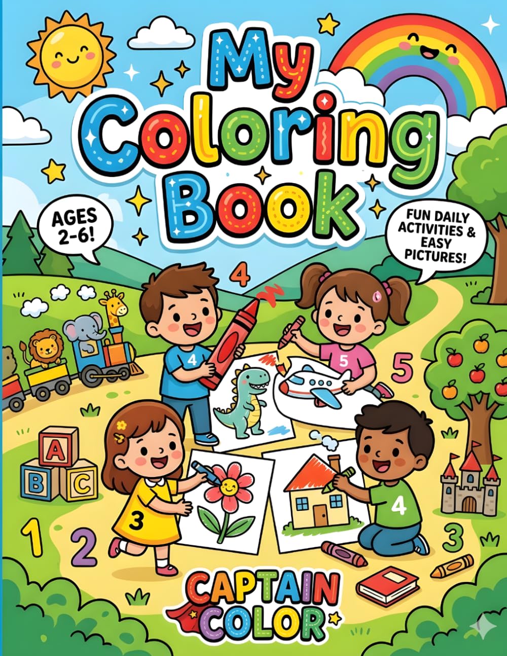 The Big World Coloring Book for Kids: Fun Activity Pages with Farm, Jungle, Ocean, and Space Scenes – Easy Educational Illustrations for Toddlers and Preschoolers Ages 2-6