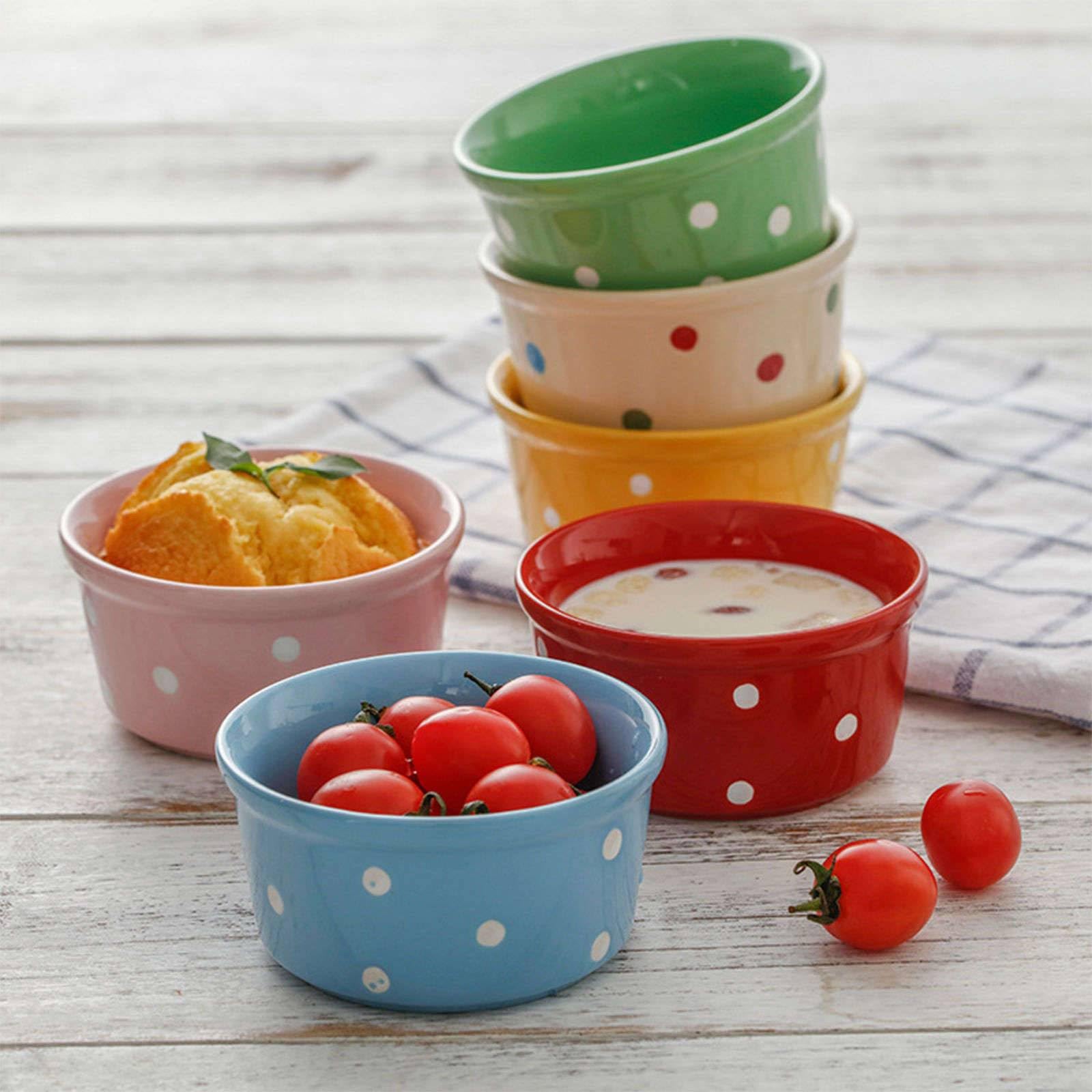 Juego de 4 ramequines verdes de 230 ml, aptos para horno, creme brulee, perfectos para freidora de aire y hornear, utensilios de cocina de cerámica duraderos