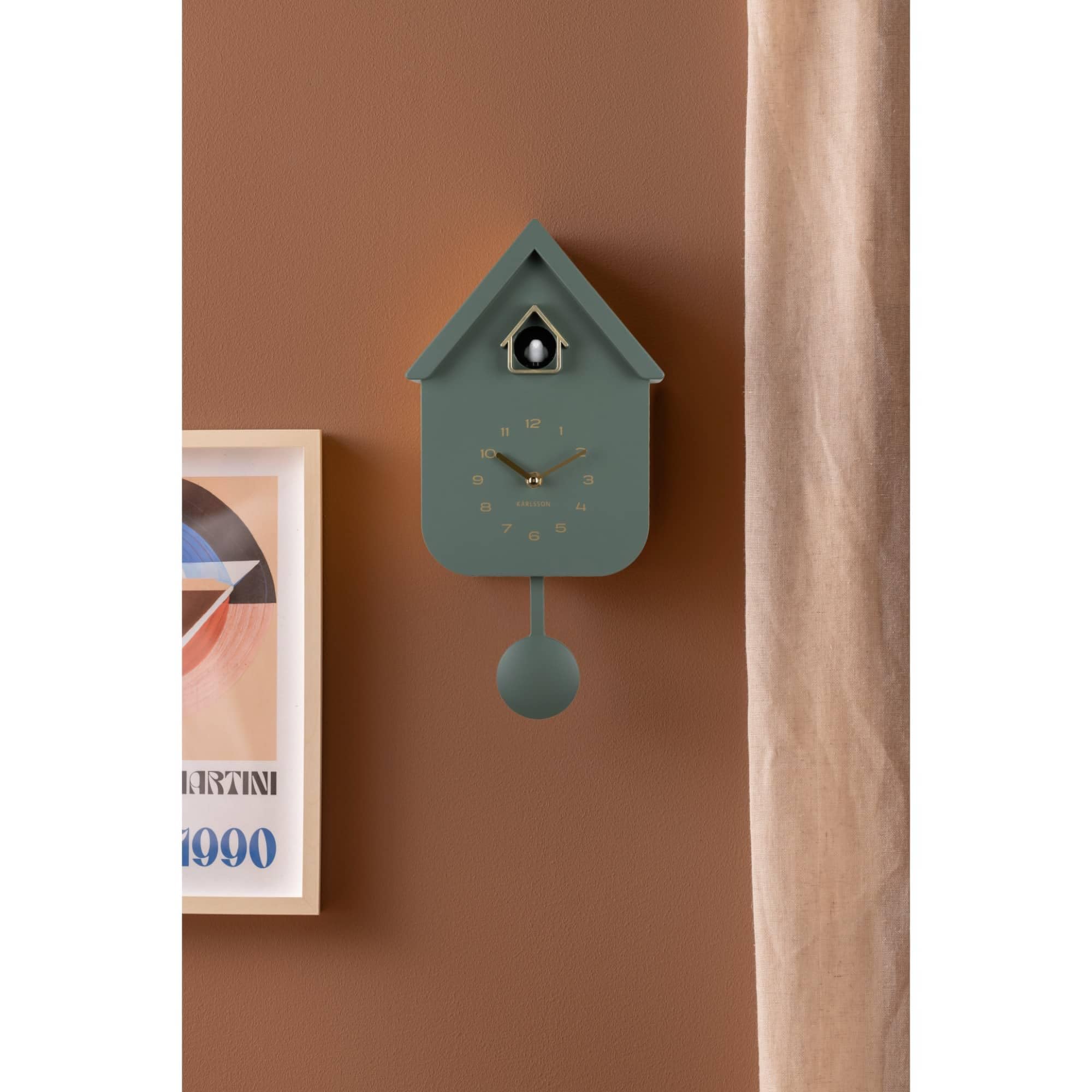 Karlsson Horloge murale Solo Color Cuckou Vert jungle 6 x 21,5 x 41 cm Plastique