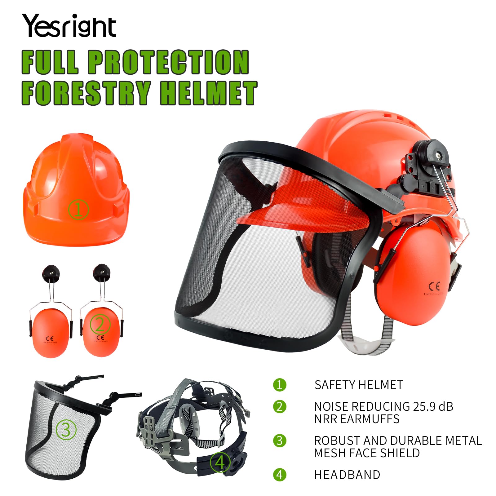 Stihl Chainsaw YesRight Chainsaw Helmet With Face Shield Ear - Main Image