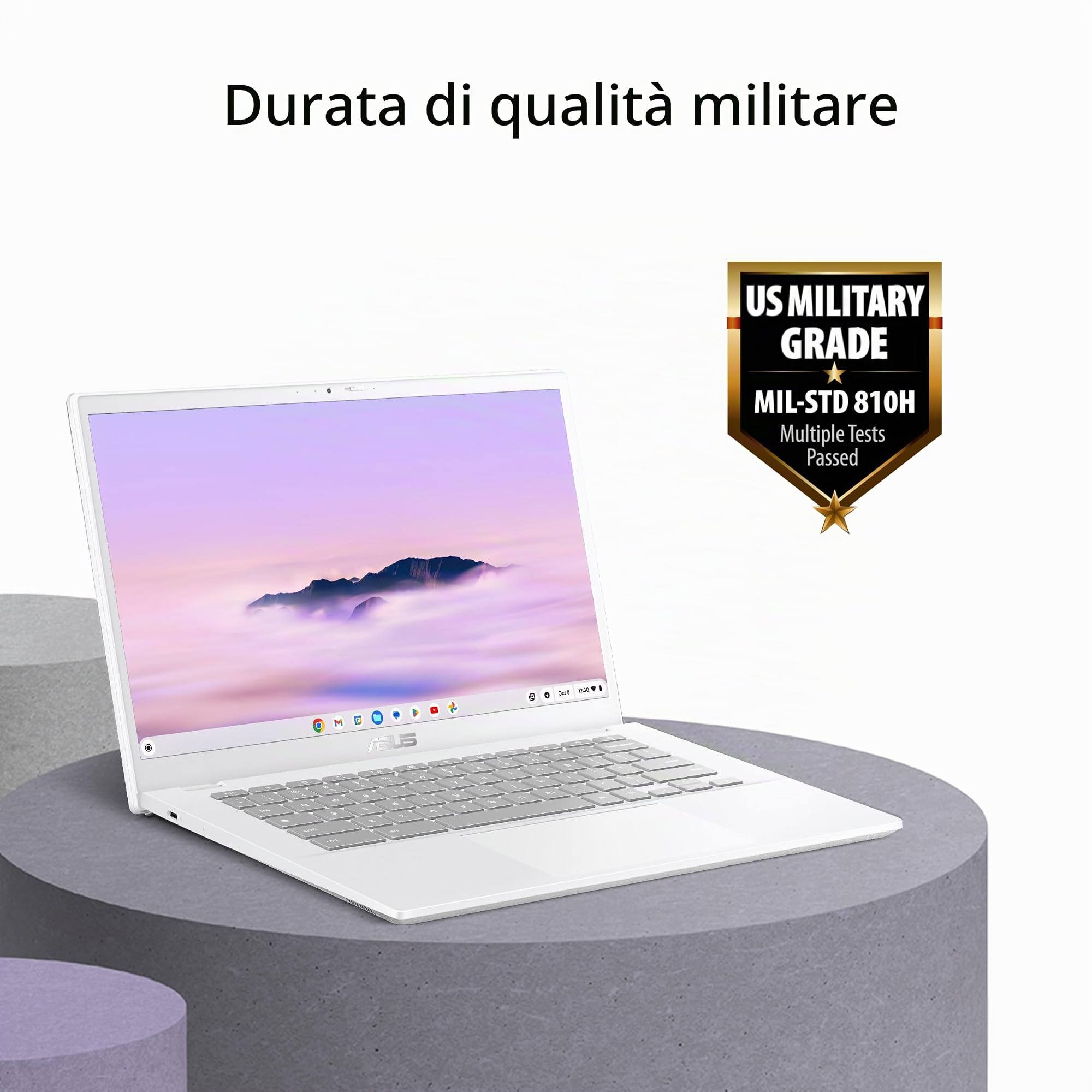 ASUS Computer portatile Chromebook Plus CX34, display da 14" (1920x1080), processore Intel® Core™ i3-1215U, 8 GB di RAM, memoria UFS 256 GB, ChromeOS, bianco, CX3402CBA-DH386-WH