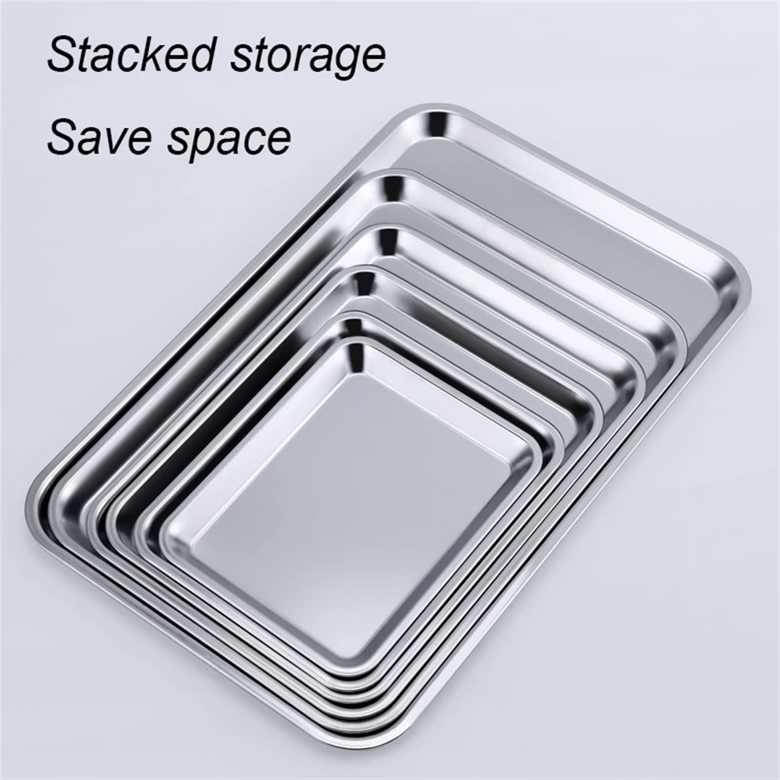 Assiettes à dîner en acier inoxydable Plateau Dîner Rectangulaire Une assiette de dessert Assiettes de camping Assiettes empilables Fond plat Costume pour lave-vaisselle Four Plaque à inducti