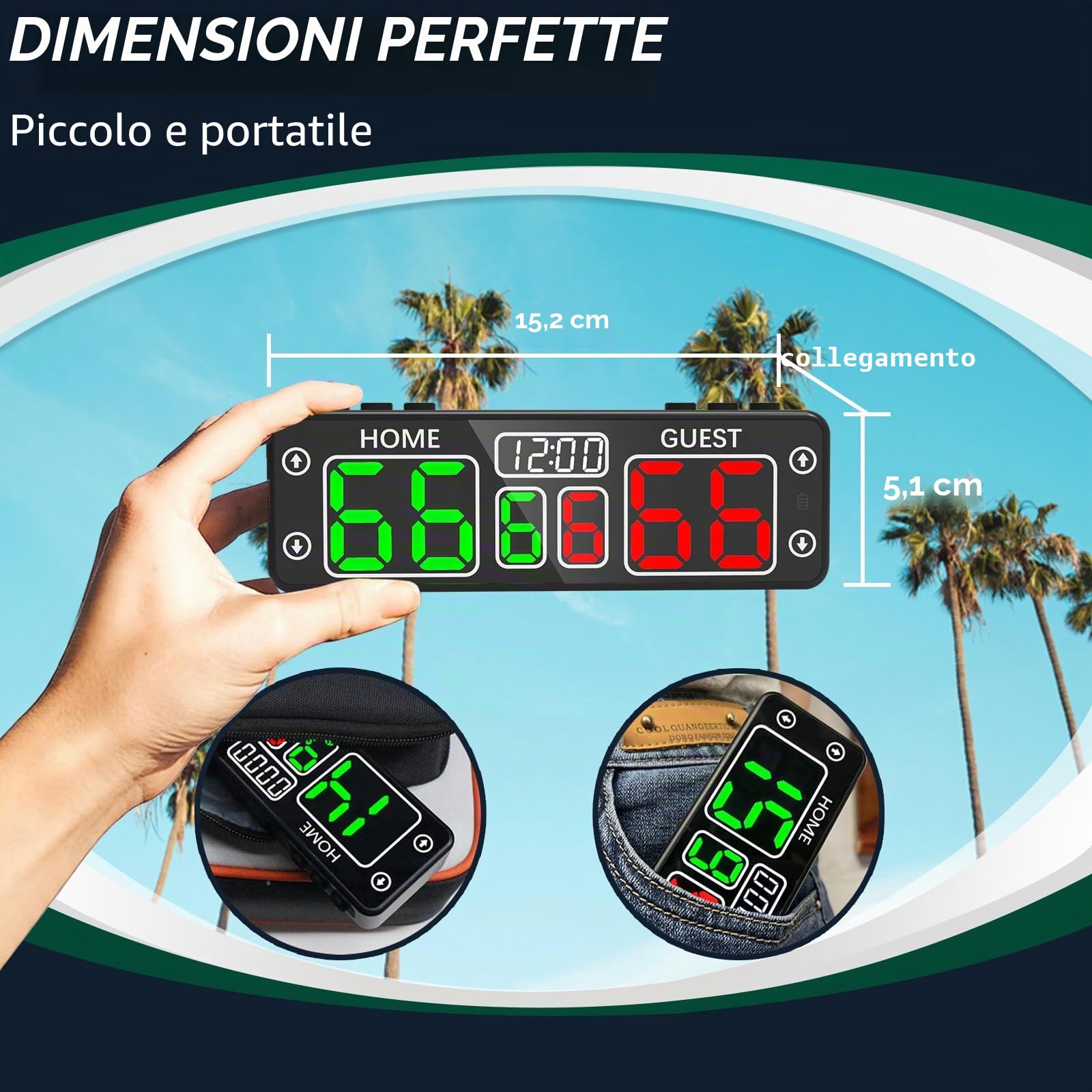 YZ Tabellone segnapunti digitale aggiornato con timer per conto alla rovescia, tabellone segnapunti portatile magnetico a LED, tabellone segnapunti a batteria wireless, segnapunti elettronico per