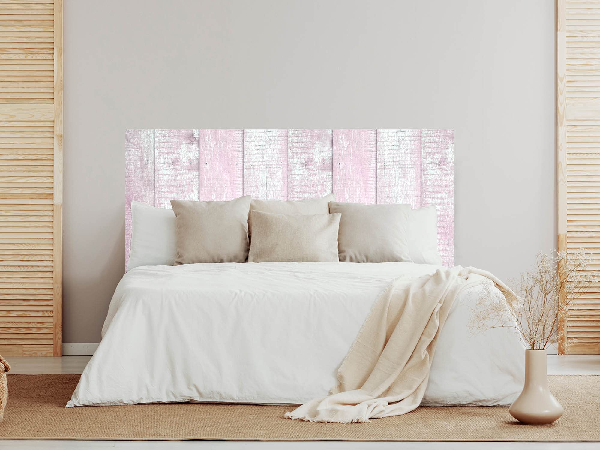 Oedim Cabecero Madera Rosa y Blanca, 135x60cm, cabecero Decorativo para Camas, decoración para Habitaciones