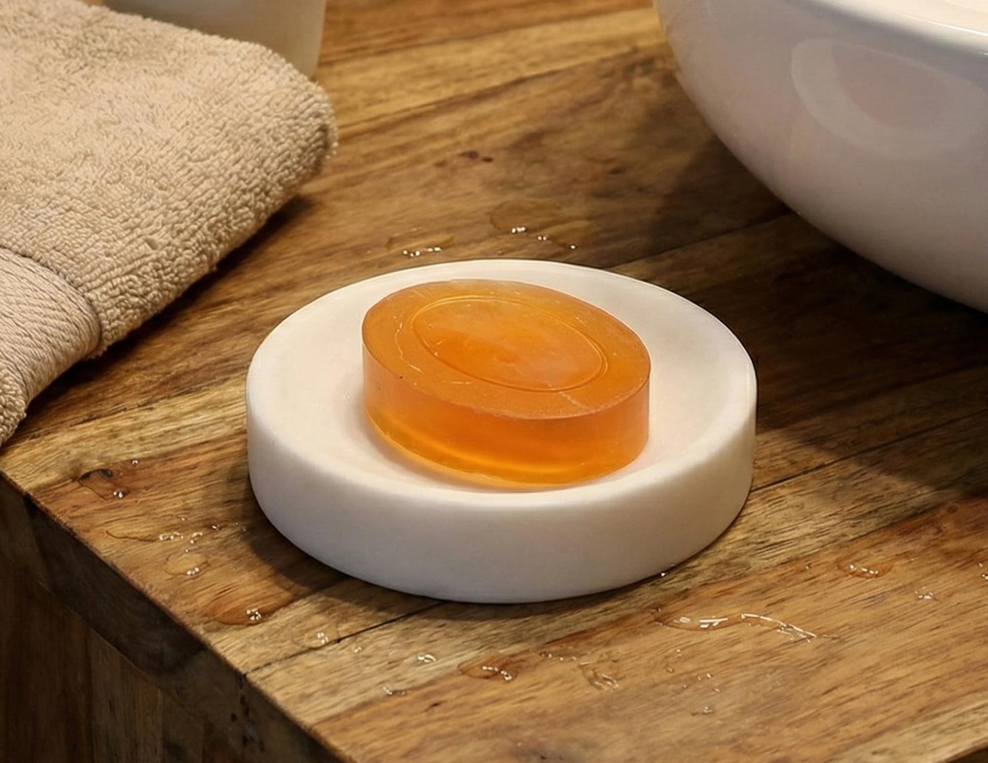 KLEO Natural Marble Stone Soap Dish Bath Accessories For Bath Tub or Wash Basin