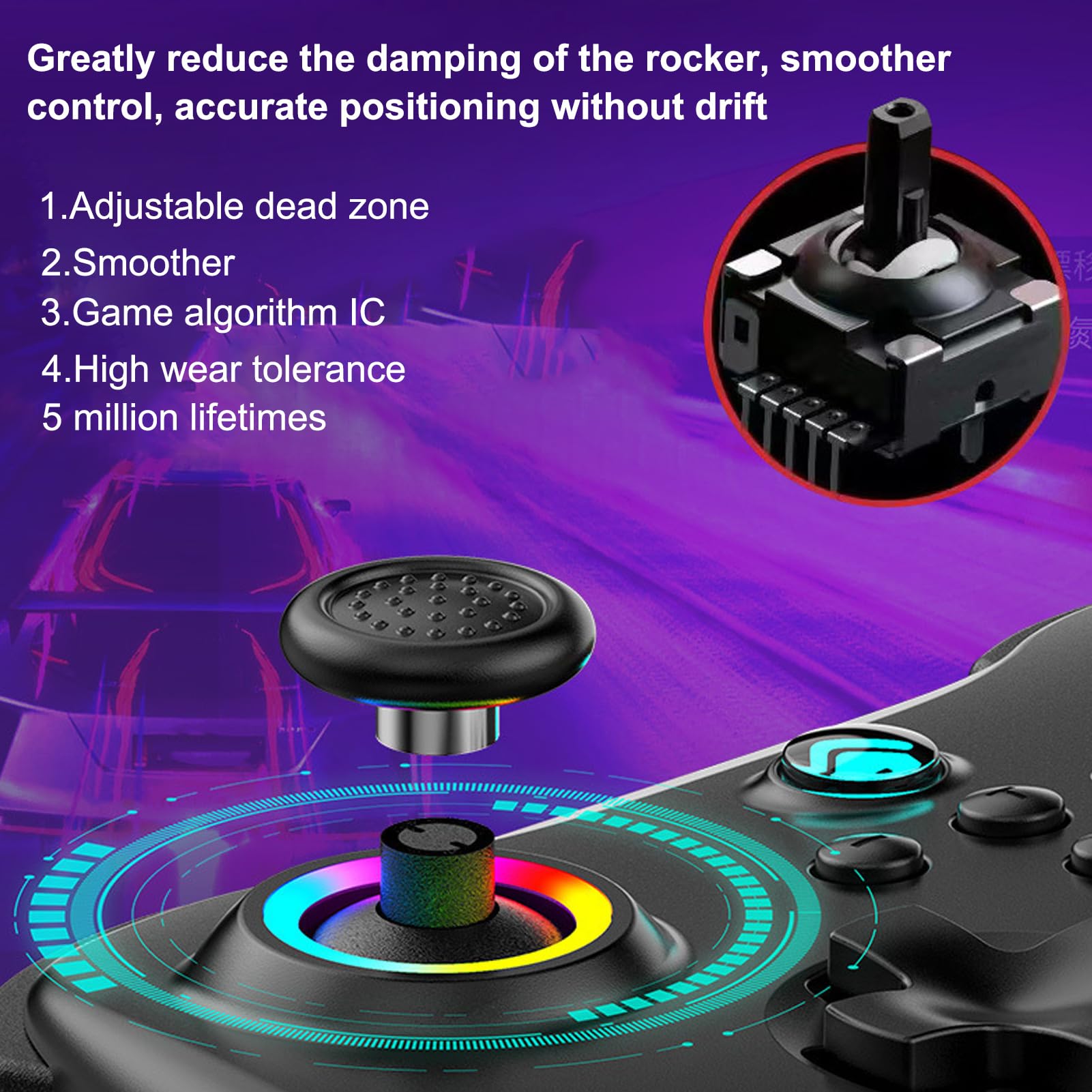 Annadue Controlador de Juego Inalámbrico, Joystick Inalámbrico Bluetooth, Tecnología de Detección de Movimiento, para para Android, para IOS MFi, para PC, para Steam Gamepad (BLACK)