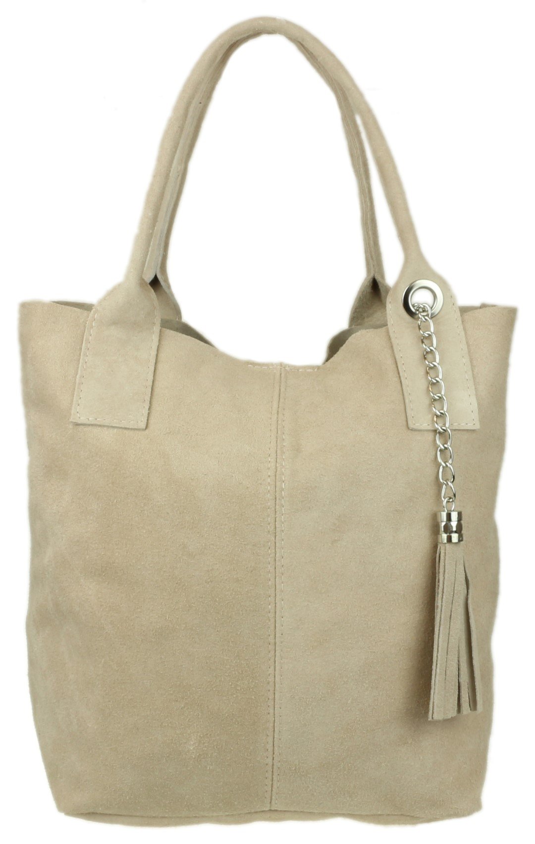 Girly HandbagsWomens Italian Suede Leather Open Top Real Metallic Snake Shoulder Bag