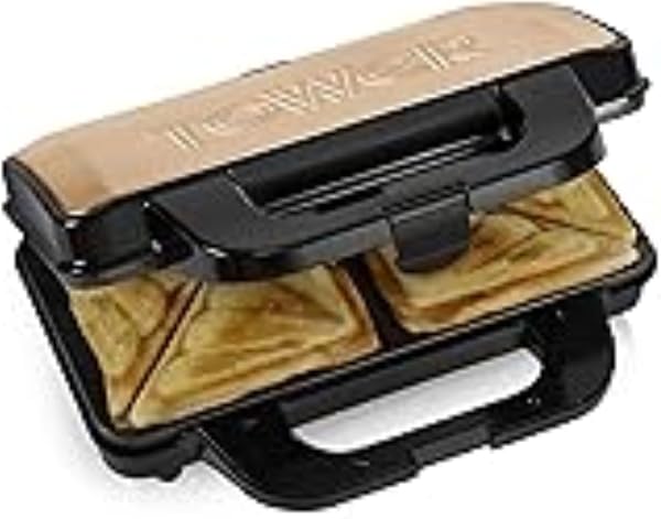 Tower Deep Fill Sandwich Maker with Extra Deep and Easy to Clean Non-Stick Plates, Automatic Temperature Control, 900W, Rose Gold and Black, T27013RG - 2