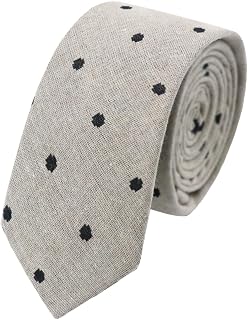 Ties for Men, Cotton Linen Mens Ties Skinny Tie Solid Color Necktie for Wedding Groom Groomsmen