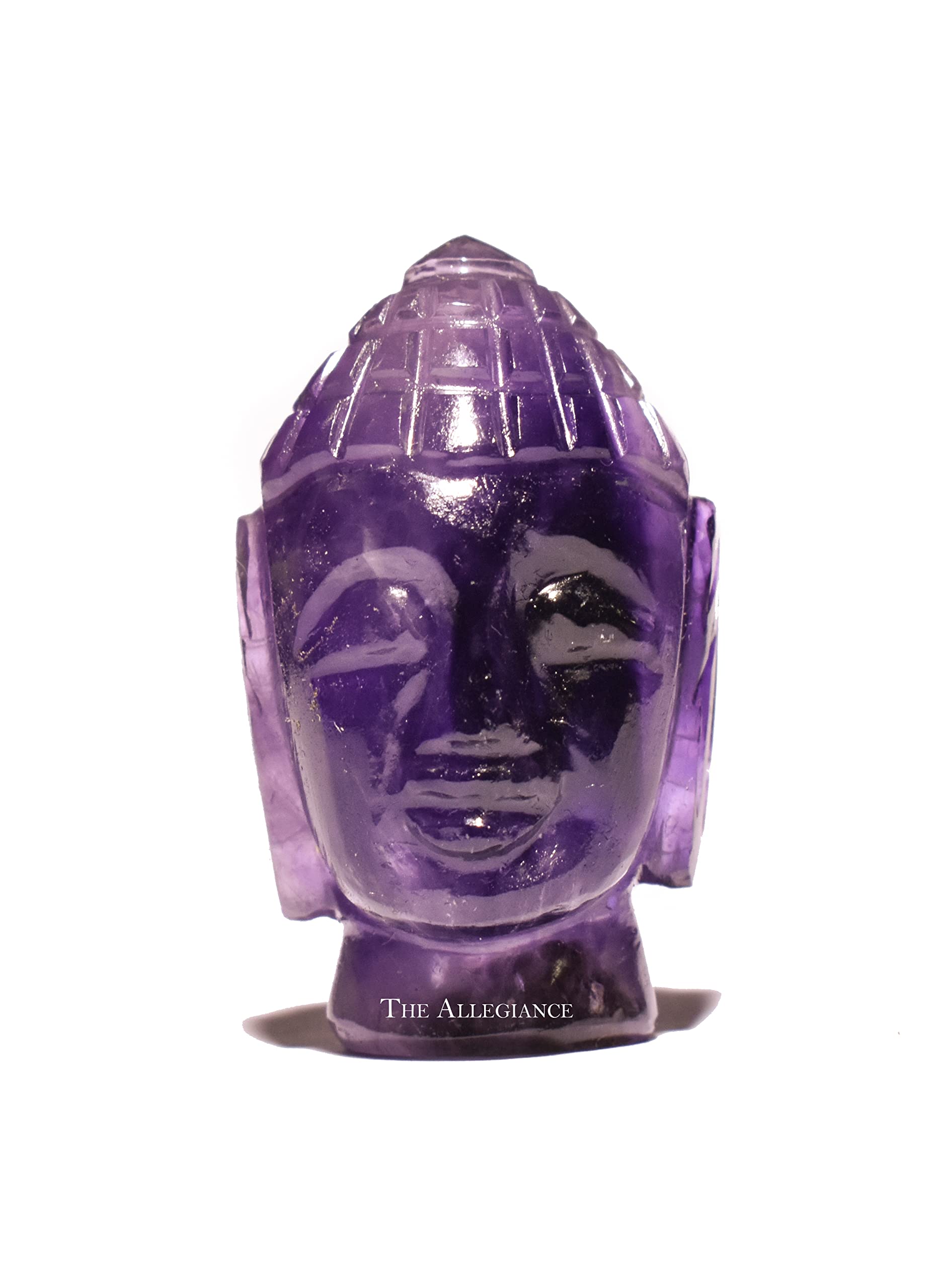 The Allegiance Buddha Head 3.3 x 2.03 cm (1.3 Inch) car Dashboard Buddha Head Statue Decorative Idol Showpiece for Home Living Room Table Decoration Gifts (Amethyst)