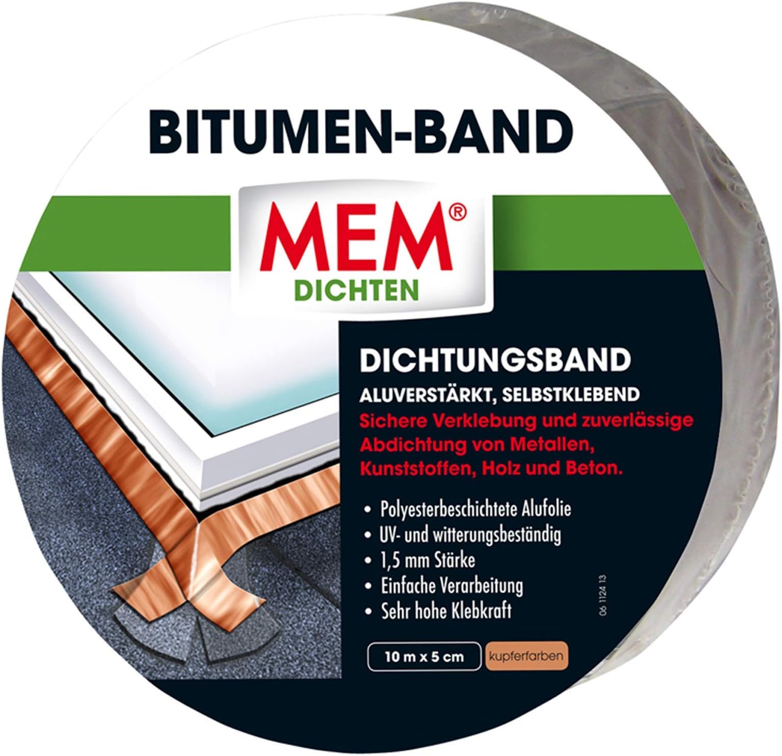 MEM Bitume-Band 5 cm x 10 m, Copper, 500474