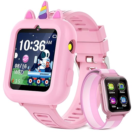 Smart Watch for Kids Girls Gift Age 3-12 with 39 Games Alarm Clock Camera Video Music Player Pedometer Flashlight 12/24 hr HD Touch Screen Kids Smart Watch Birthday Toys for Girls Ages 4 5 6 7 8 9 10