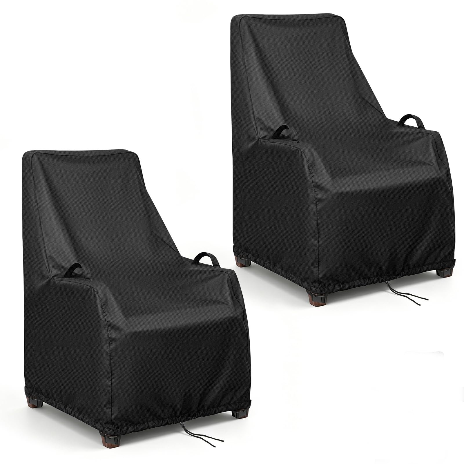 Garden Chair Covers, 500D Waterproof Garden Recliner Furniture Covers with Handles,Chair Cover for Yard, Patio, Outdoor Armchair, Recliner & Stacking Chairs (82x83x110CM-2PC)