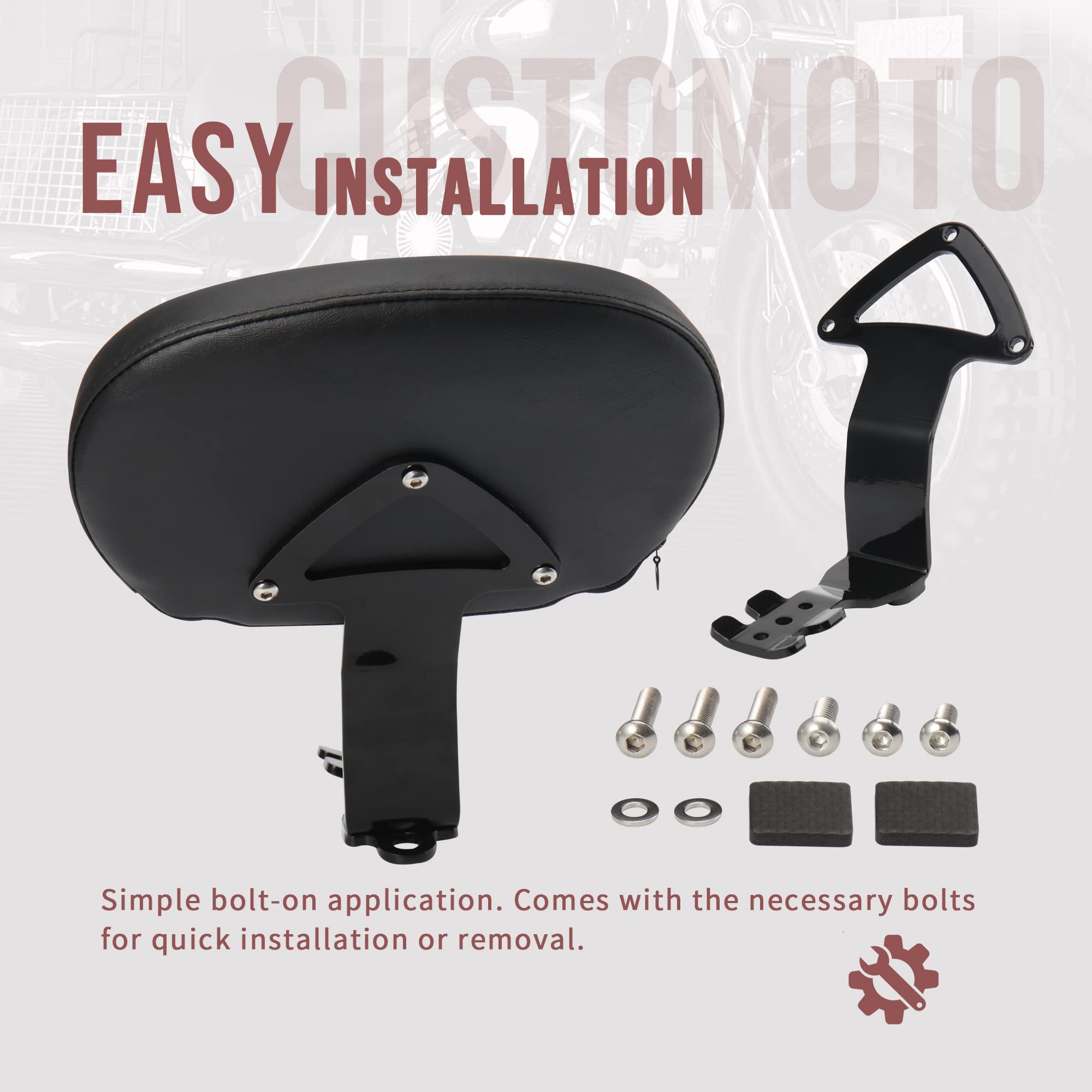 Customoto Detachable Plug-in Driver Backrest Sissy Bar Compatible with Harley 2018-UP Softail Slim FLSL Street Bob FXBB