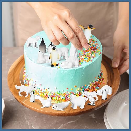 Miniatura 4 de Poen 64 piezas de figuras de animales árticos, osos polares, figuras de pingüinos, mini animales antárticos, juguetes para niños, oso blanco,