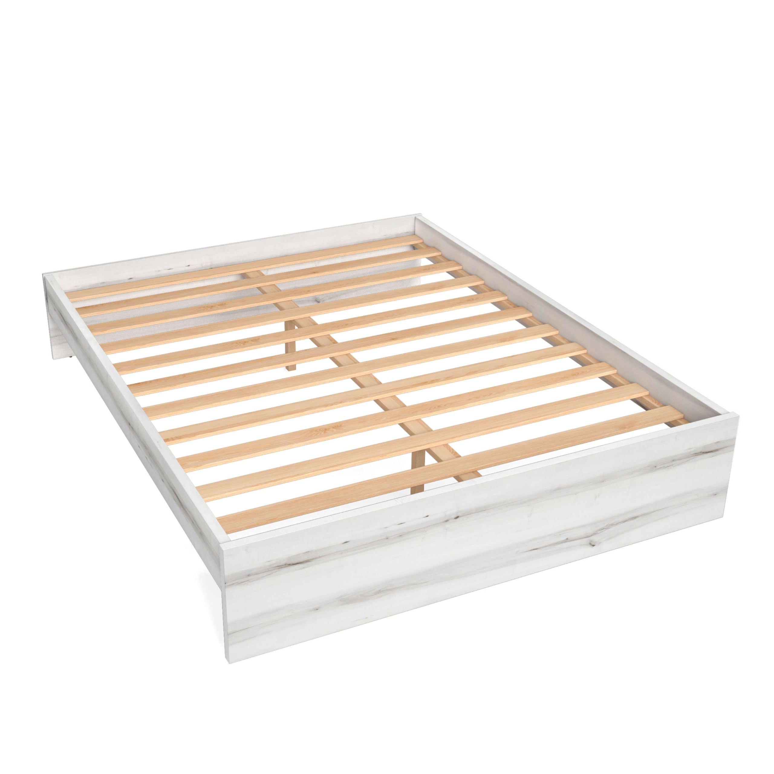 Miroytengo Cama para Dormitorio Habitación de Matrimonio Aro Estilo Contemporáneo en Color Blanco 150x190 cm