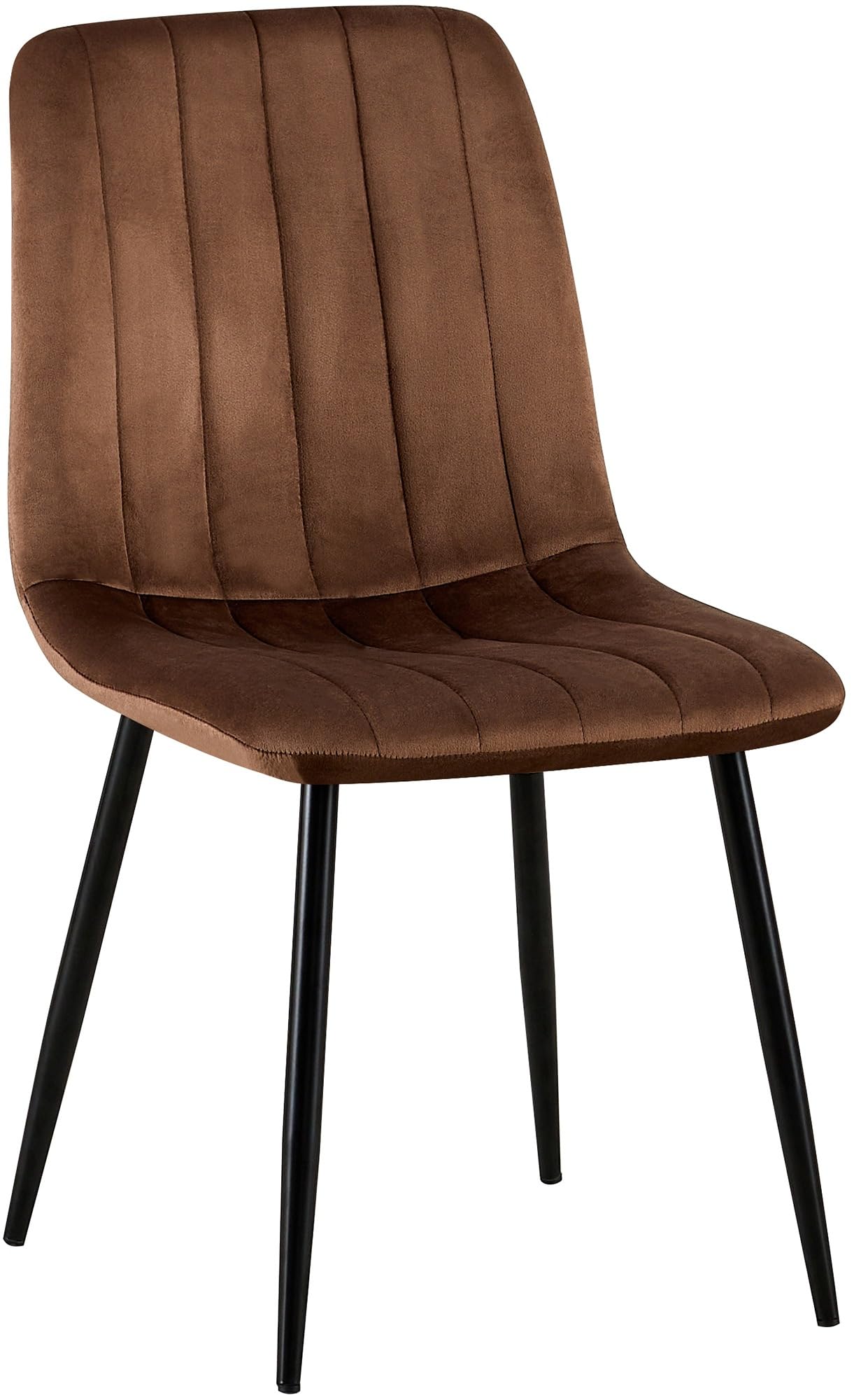 CLP Esszimmerstuhl gepolstert Dijon, mit Ziernähten & Bodenschonern, bequemer Polsterstuhl für Esszimmer & Küche, belastbar bis 150 kg Farbe braun Material Samt