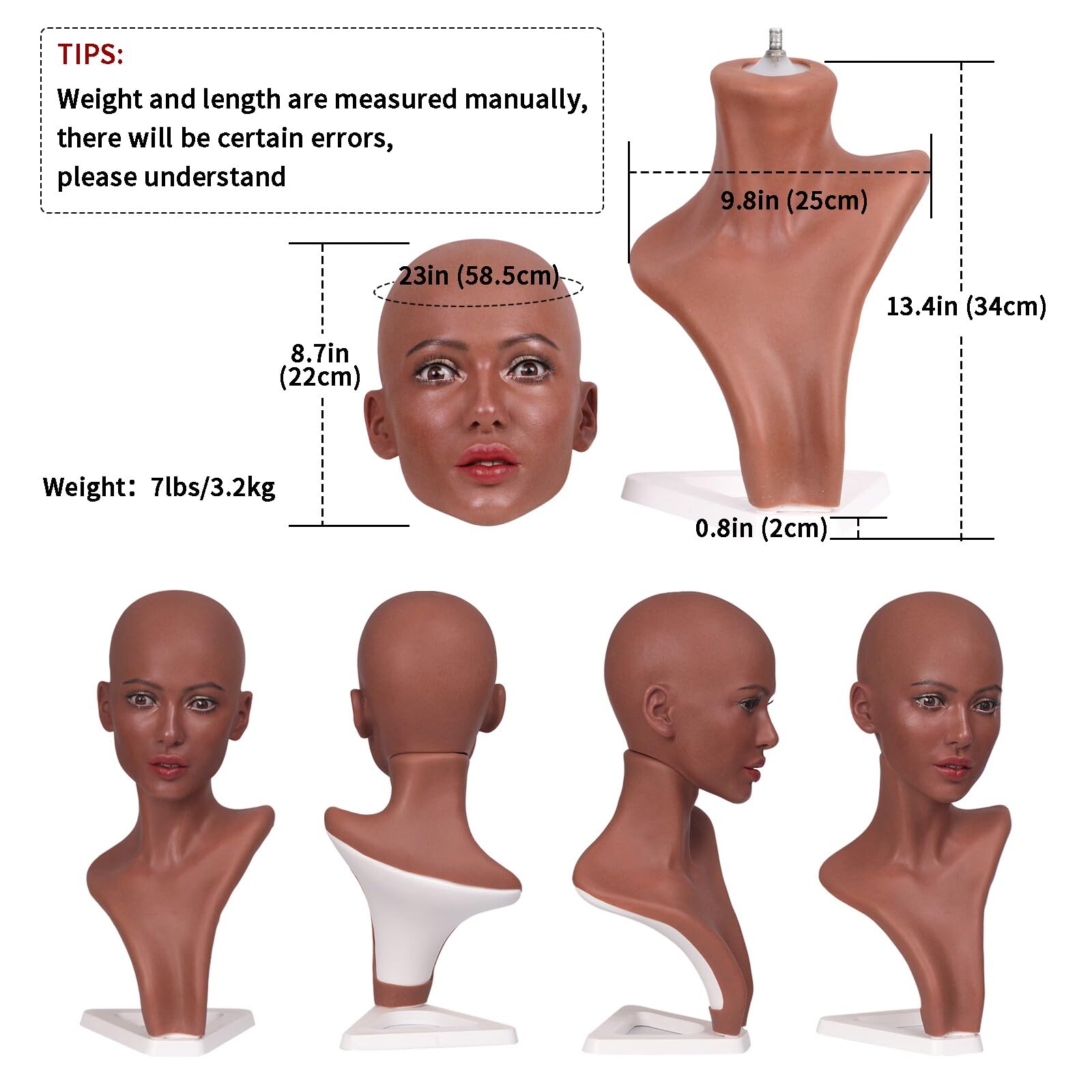 Realistic Mannequin Head Realistic Female Silicone Wig Head Stand ...
