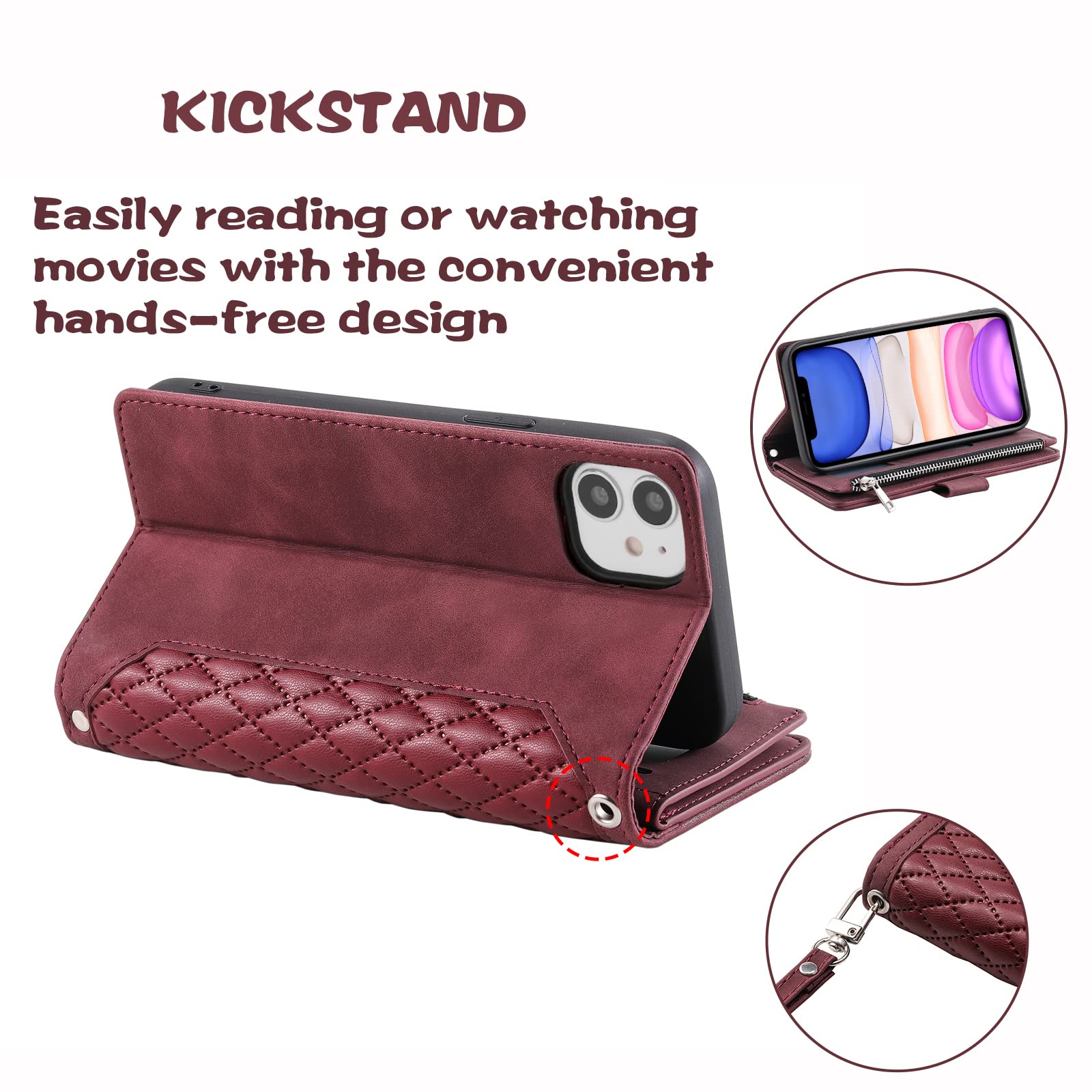 QLTYPRI Wallet Case For IPhone 11 (6.1 Inch),Luxury Quilted PU Leather