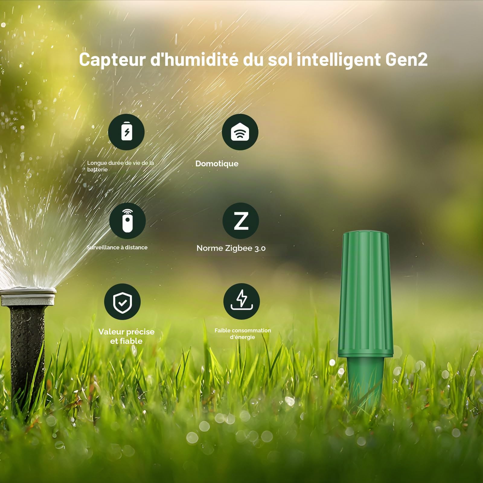 Capteur d'humidité du sol intelligent THIRDREALITY Génération 2, Pack de 3, Nécessite un hub Zigbee, Stabilité du signal améliorée, Surveillance capacitive de l'humidité, Pour la plantation de jardin