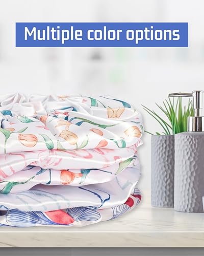 Miniatura 5 de Aquior Gorro de ducha reutilizable para mujer, doble capa impermeable, de microfibra, tamaño grande para todas las longitudes de cabello, para