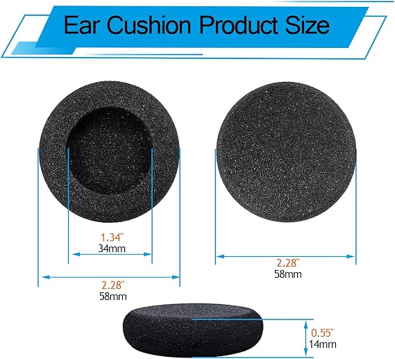 Ear Cushions Replacement for Plantronics Headset, Foam Ear Pads for Plantronics HW251N HW261N HW510 HW520 Blackwire 3210 3220 3320 C320 C3225 Jabra Biz 1900 GN2000 PRO 920 930 9450 Headphones (6 Pack)