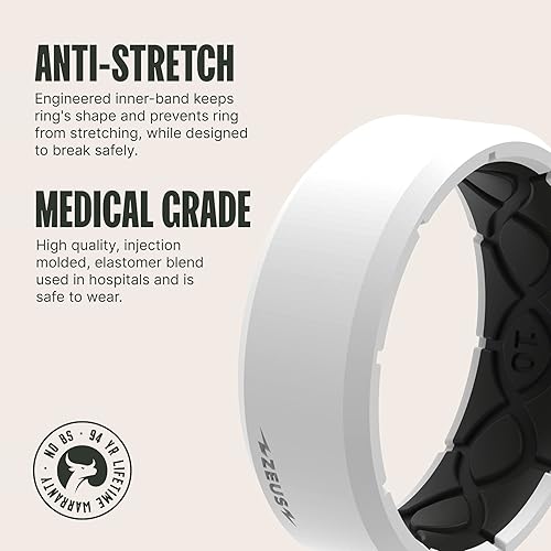 Miniatura 2 de Groove Life Zeus Ring - Anillos de boda de silicona transpirable para hombres, cobertura de por vida, diseño único, anillo de ajuste cómodo