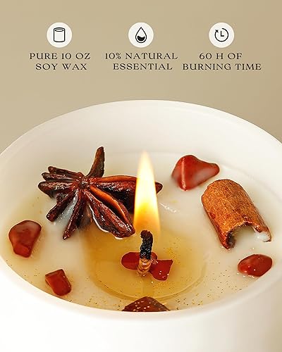 Miniatura 2 de AOOVOO Velas perfumadas de manzana y canela para mujer, vela de aromaterapia con cristales en el interior, velas de soja de 10 onzas para el hogar,
