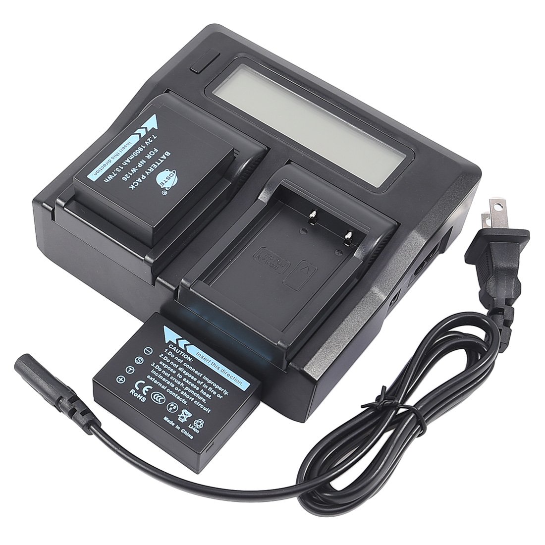 DSTE NP-W126 NP-W126S Replacement Battery (2 Pack) and Dual-Channel LCD Battery Charger Compatible w