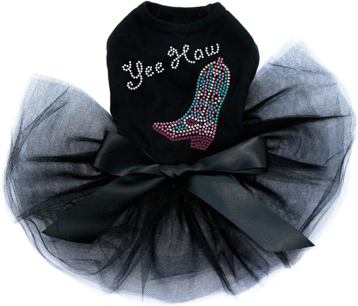 Boot - Pink & Turquoise with Yee Haw - Dog Tutu Dress, M Black