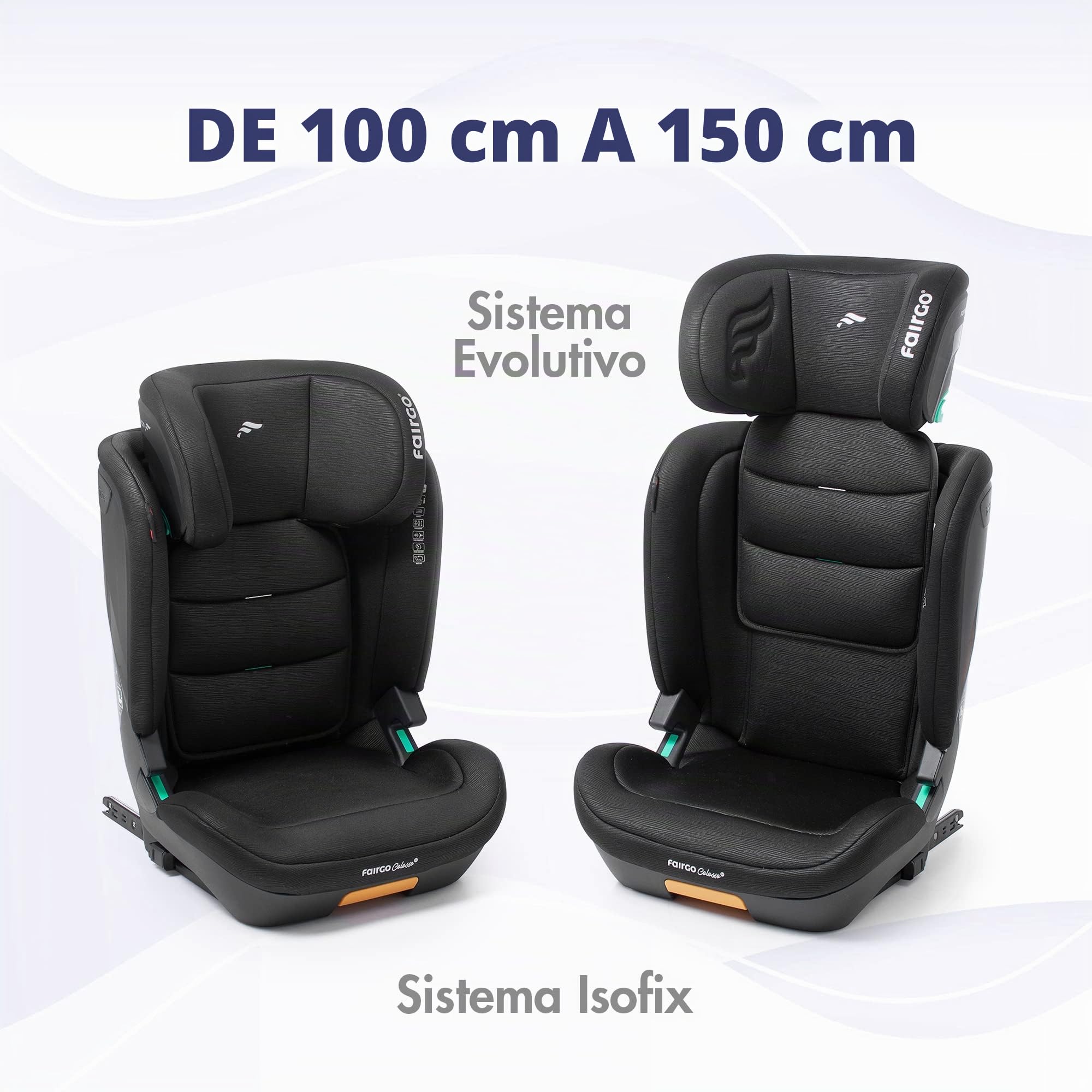 BABYAUTO - Silla de coche i-Size FAIRGO - COLOSSO: Para niños de 100-150 cm (3.5-12 años) - Máxima Seguridad, Confort y Diseño Elegante - Protección Lateral y Adaptabilidad a Medida. Color Black Sand