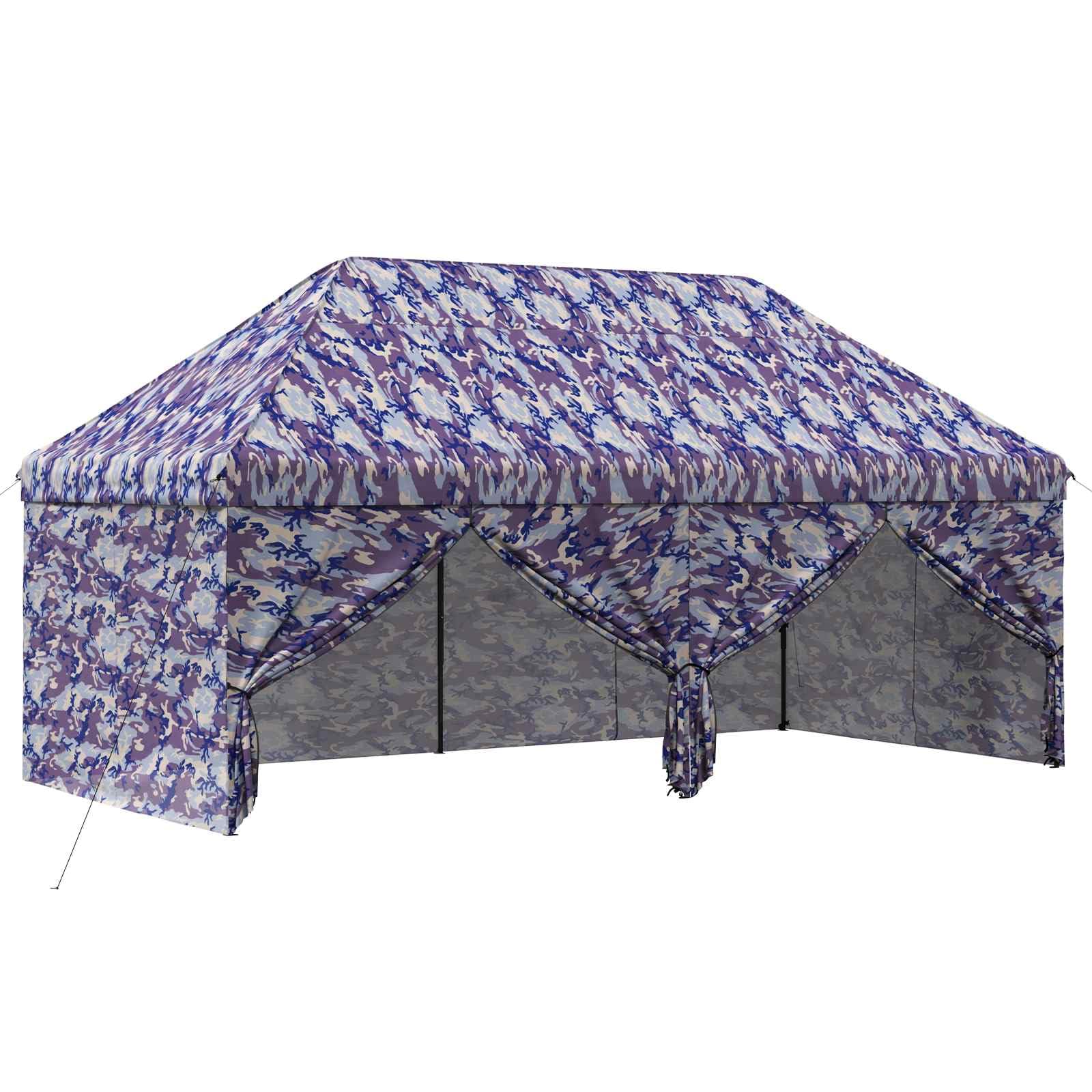Pop-up Altana z 4 ścianami bocznymi 3 x 6 m Niebieski Kamuflaż