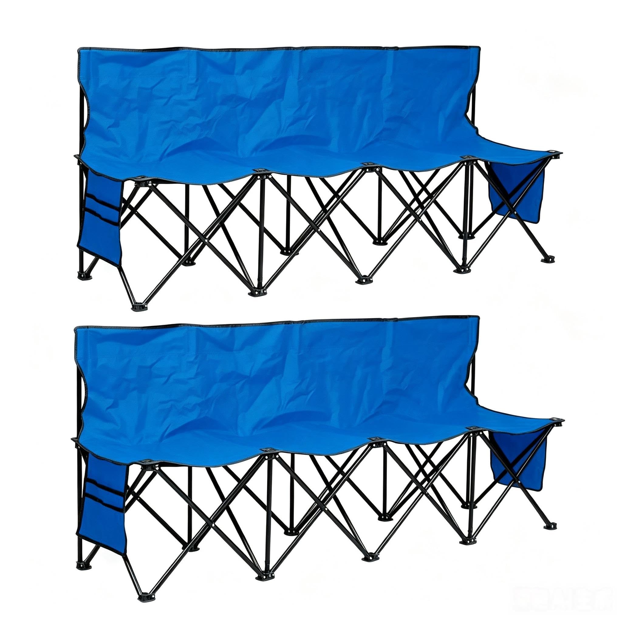 Yaheetech 2pcs 4-Seat Folding Bench with Hanging Bags & Carry Bag, Blue