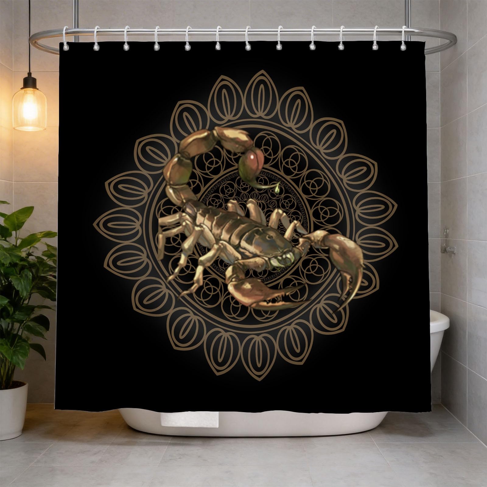 Hongduo 3D Scorpio Shower Curtain for Stalls Bathtubs Cartoon Bathroom Decor Shower Curtain Set Polyester Fabric Waterproof 200x200cm/79X79 Inch with Hooks