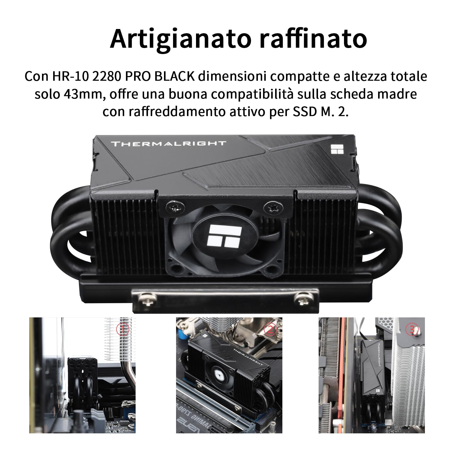 TR HR10 2280 PRO Negro SSD Enfriador, Disipador de calor de doble cara, Puerta almohadilla de silicona de 14,8 W/m.k, Incluye 4 tubos de calor, Proceso de reflujo