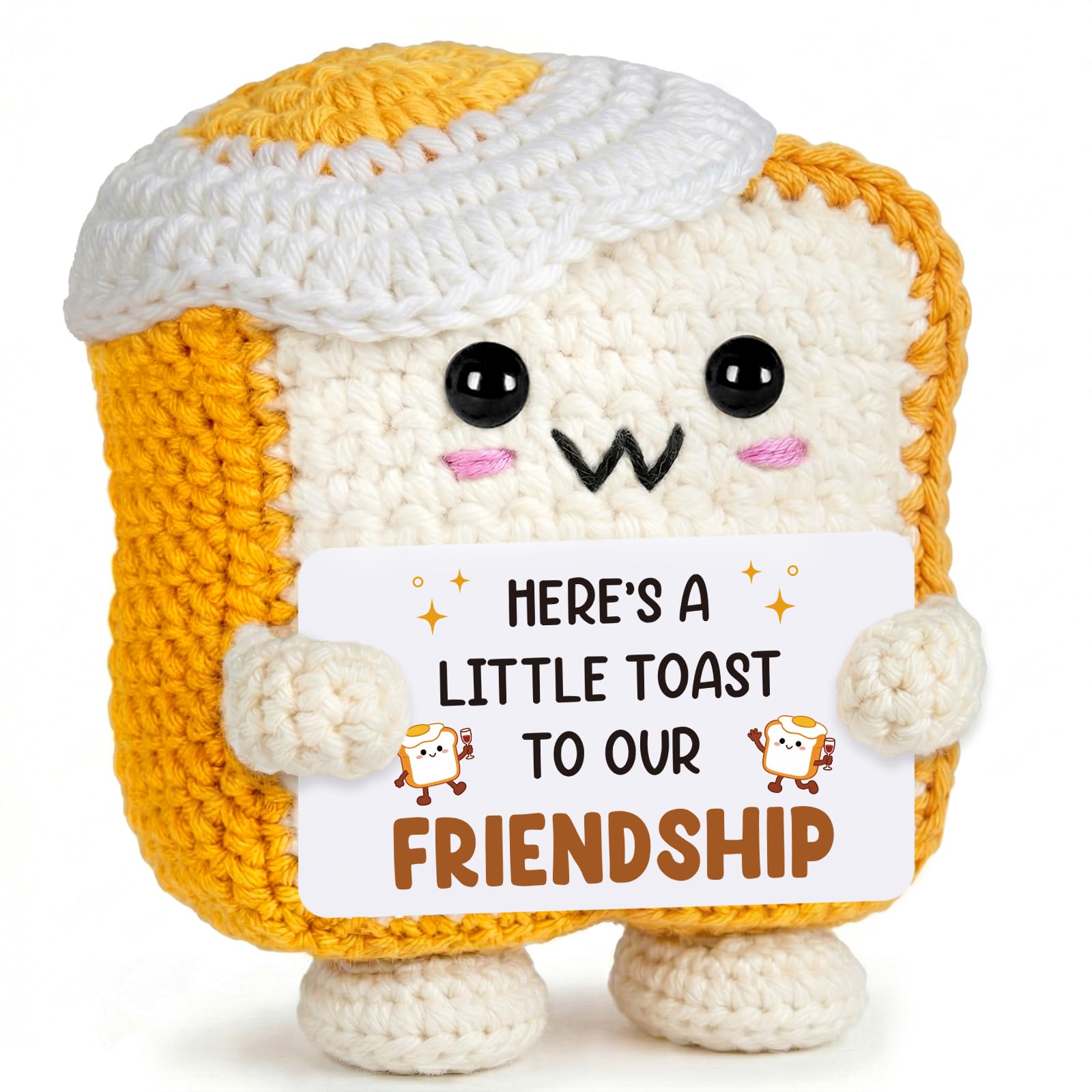 Buioata Friendship Gifts For Women, Crochet Toast, For Women - Handmade Toast Doll, Funny Positive Friendship Gift For Best Friend, Bff Birthday Present, Small Desk Ornament For Work — image 1