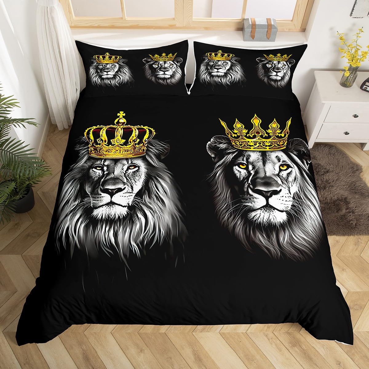Feelyou King and Queen Bedding Set Twin Size, Glitter Mr Mrs Comforter Cover for Couple Man Woman Couple Lover Duvet Cover Valentine Day Bedspread Cover with 1 Pillow Case (No Comforter)