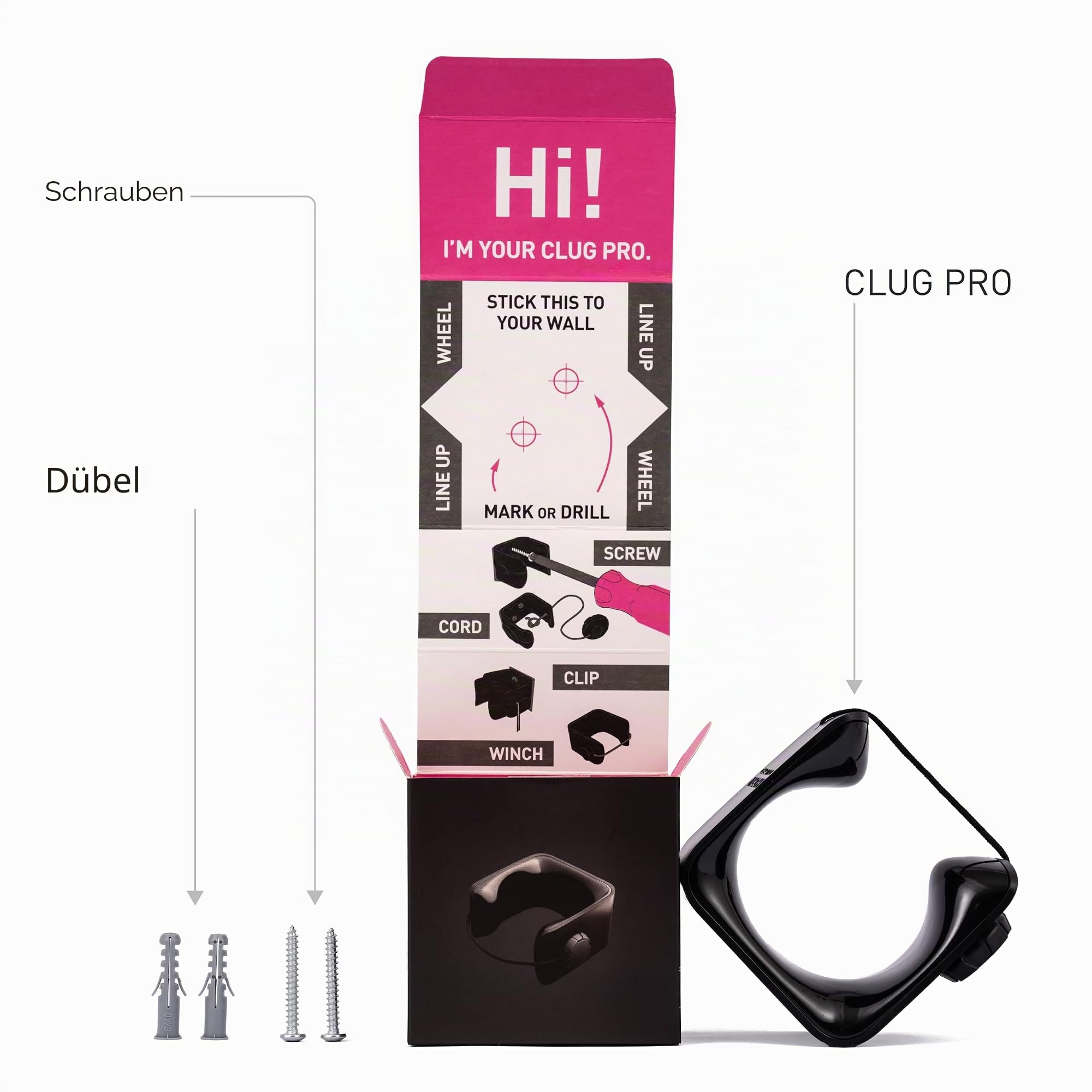 Hornit CLUG PRO Bike Rack | Bike Wall Mount | Bike Hooks | Bike Rack Wall | Bicycle Rack | Bike Storage Rack | Cycle Rack | Bike Holder | Secured by FIDLOCK Strap | 5 Sizes | Easy to Install
