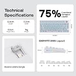 EPOMAKER HE75 V2 Hall Effect Gaming Keyboard, 8K Polling & 0.1ms, 8000mAh & 2.4Ghz/BT, Hot Swap Key & Knob, 0.005mm Adjustable Actuation, Rapid Triggering, Creamy & Thocky (White)