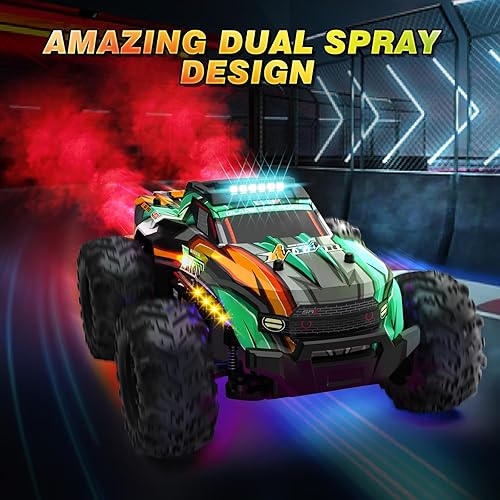 Miniatura 2 de BLUEJAY Auto a control remoto, 116 todo terreno de alta velocidad RC camión para niños, camión Monster RC recargable con luces LED geniales y
