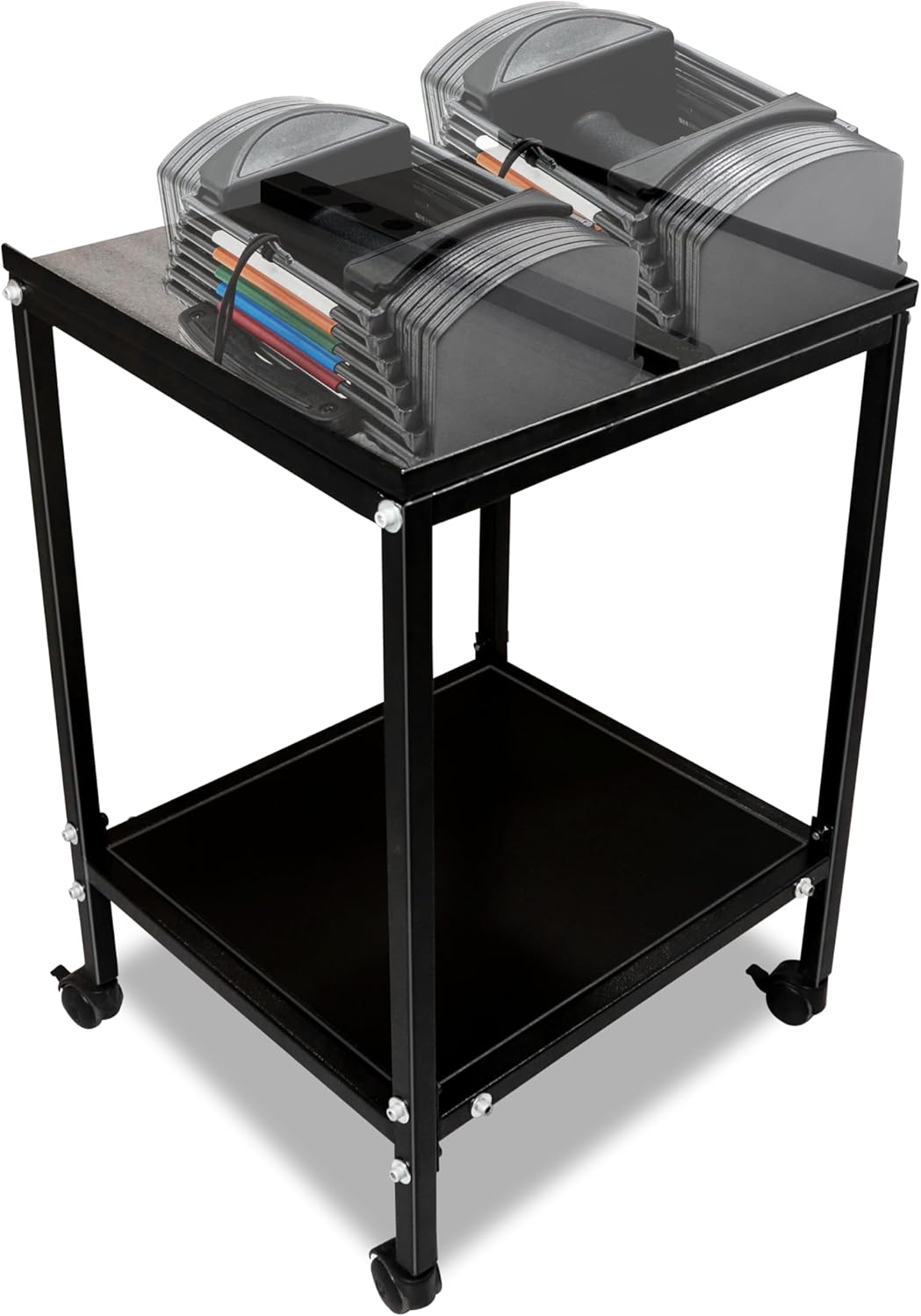 Large Compact Dumbbell Rack & Dumbbell Stand W/Storage Tray—Heavy-Duty Weight Rack Folds Flat for Easy Storage & 150 LB Capacity of Dumbbell Rack ; Use Expandable Dumbbells for Home Gym